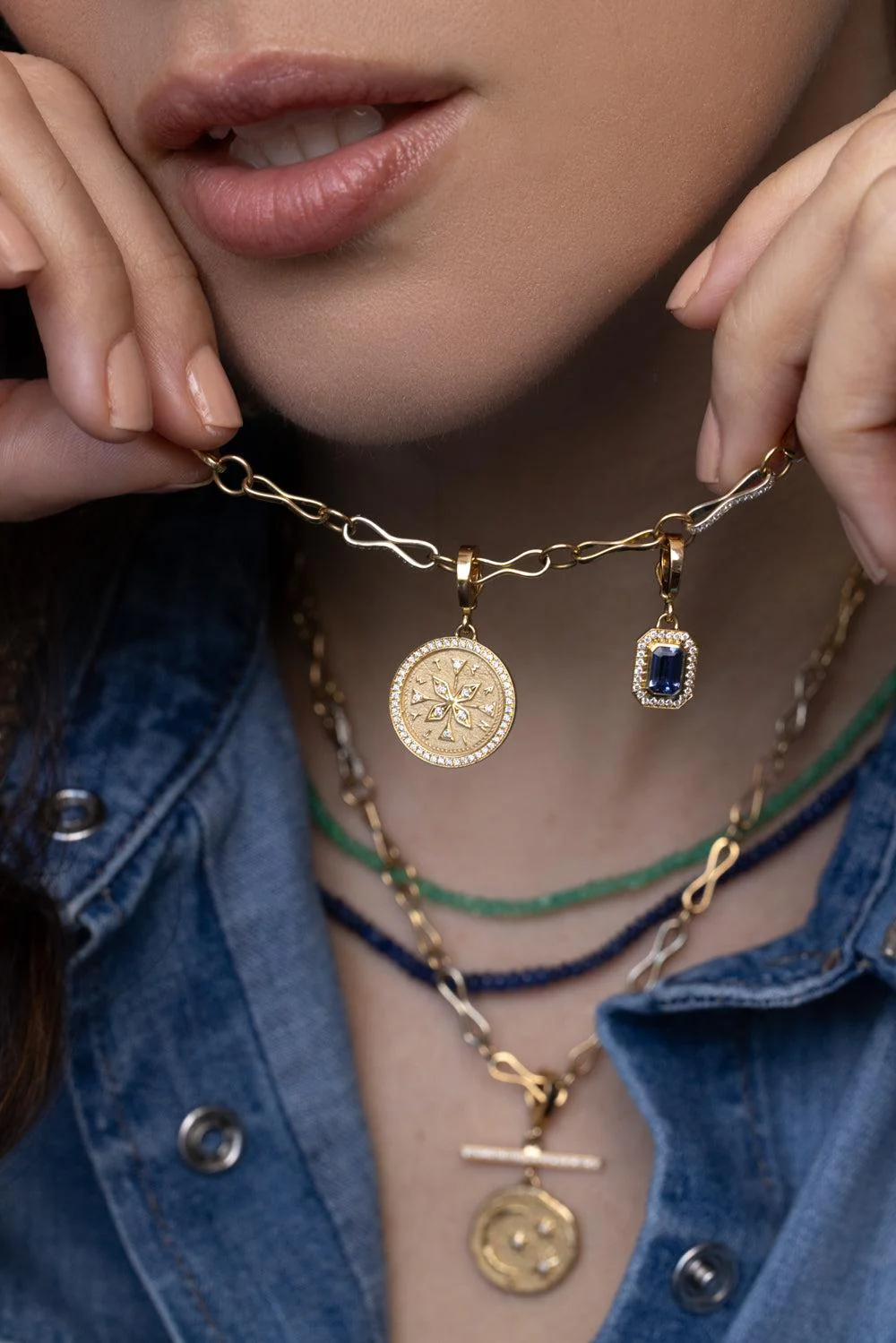 Diamond Small Compass Coin Charm - Image 2