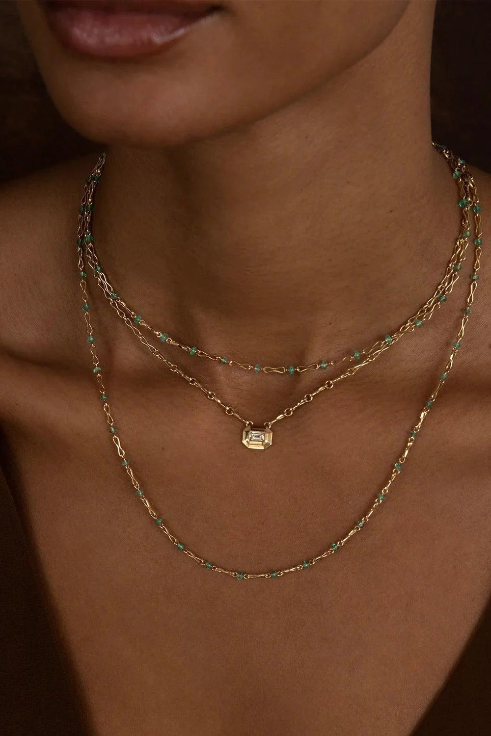 Diamond Staircase Motif Chain Necklace - Image 2