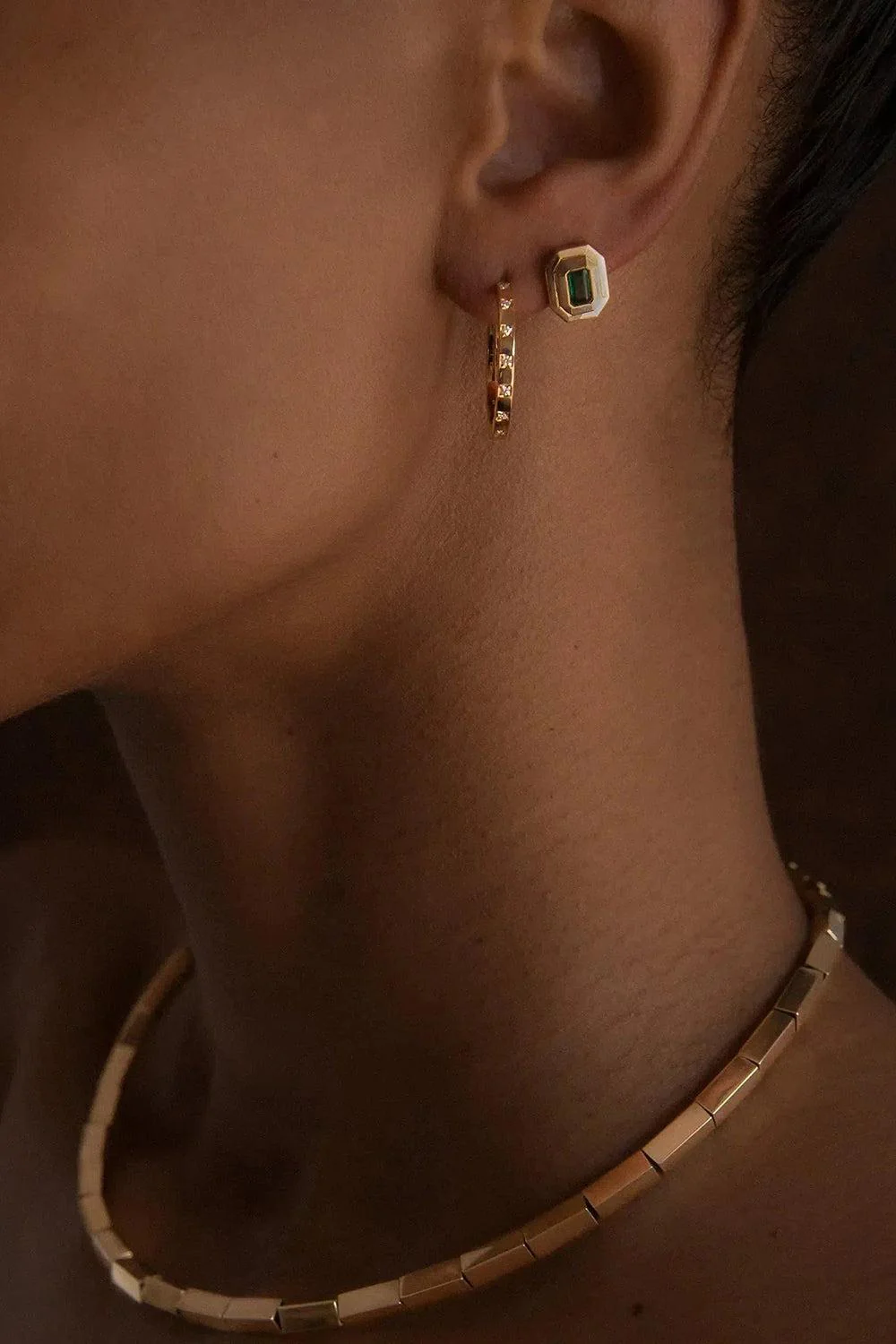 Emerald Staircase Stud Earrings - Image 2
