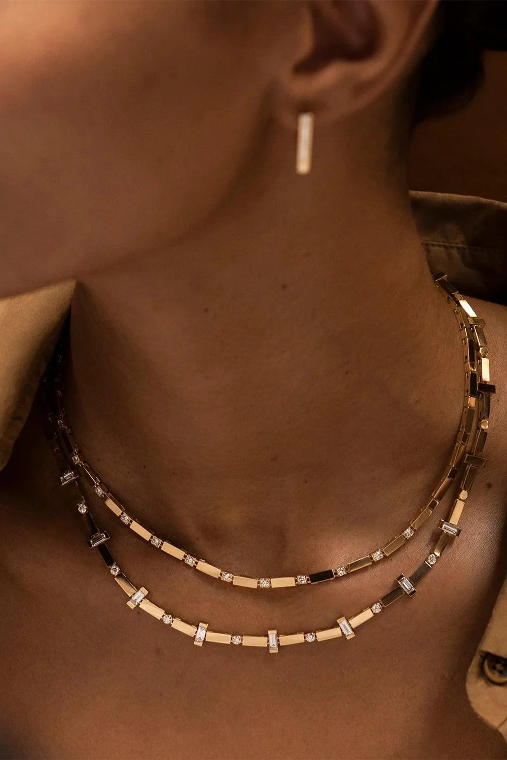 Gold Bar Diamond Tennis Necklace - Image 2