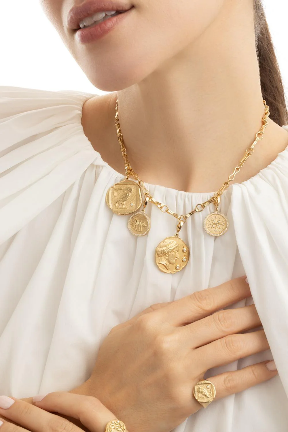 Large Goddess of Mothers Diamond Coin Pendant - Image 2