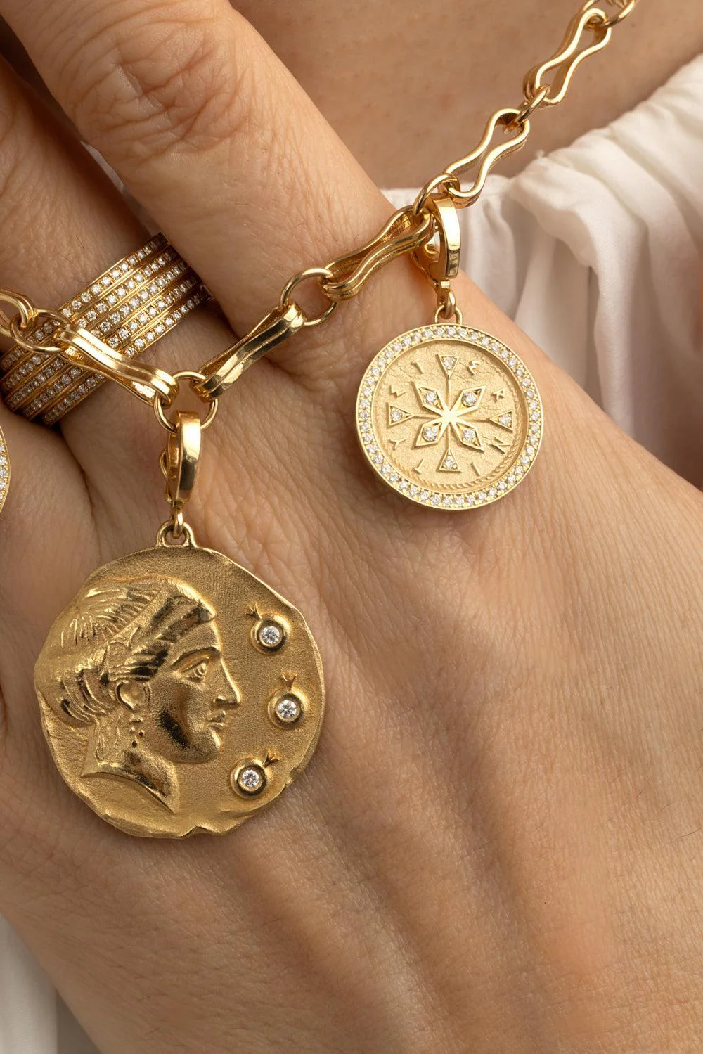 Large Goddess of Mothers Diamond Coin Pendant - Image 3