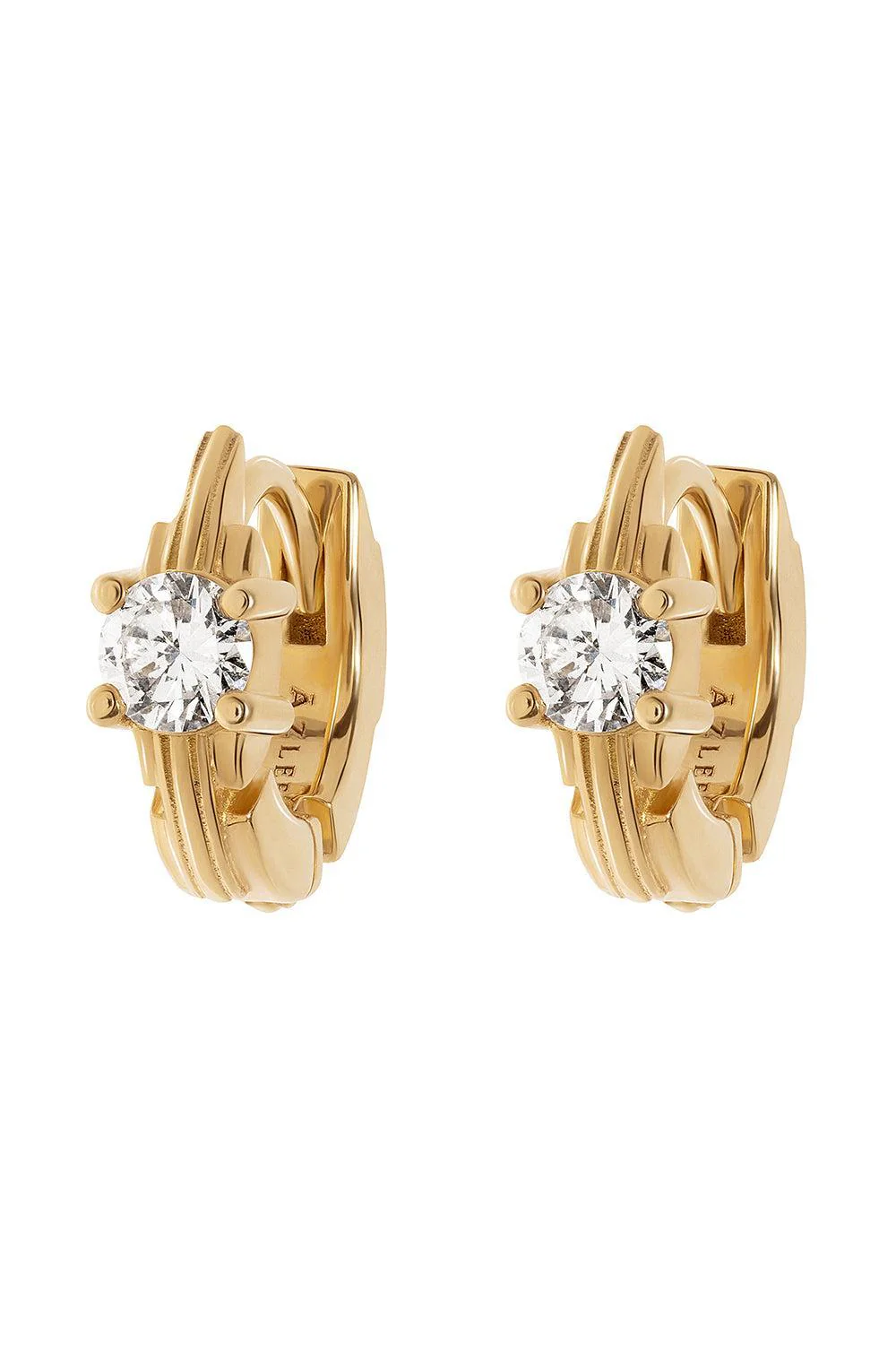 Large Pirouette Diamond Huggie Earrings