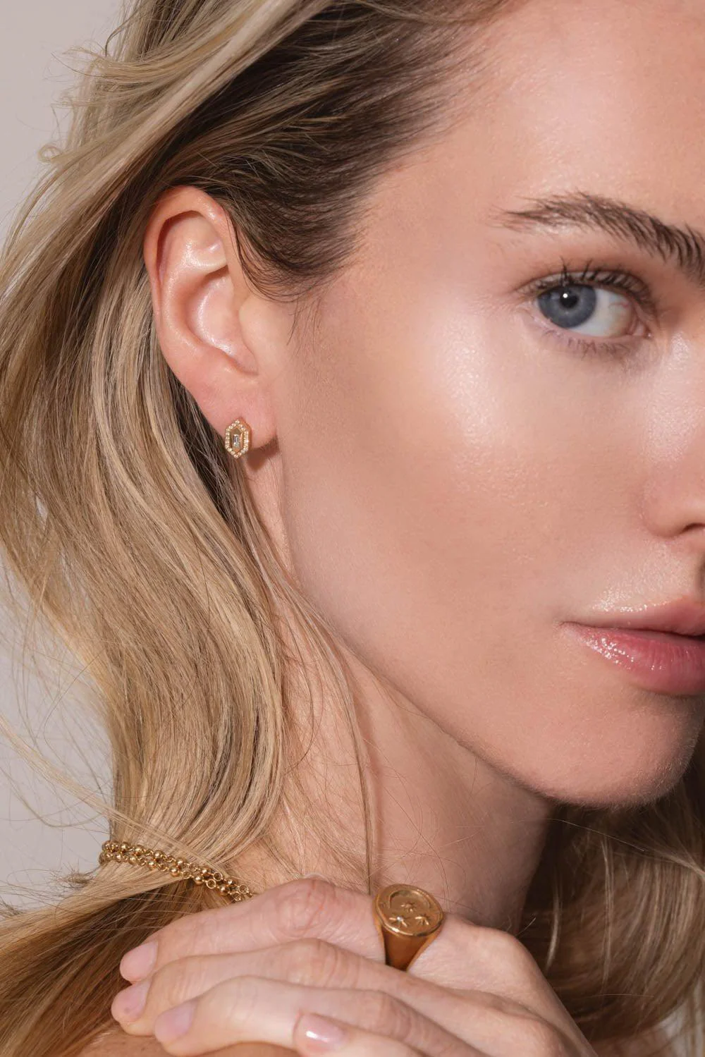 N/S Small Diamond Stud Earrings - Image 2