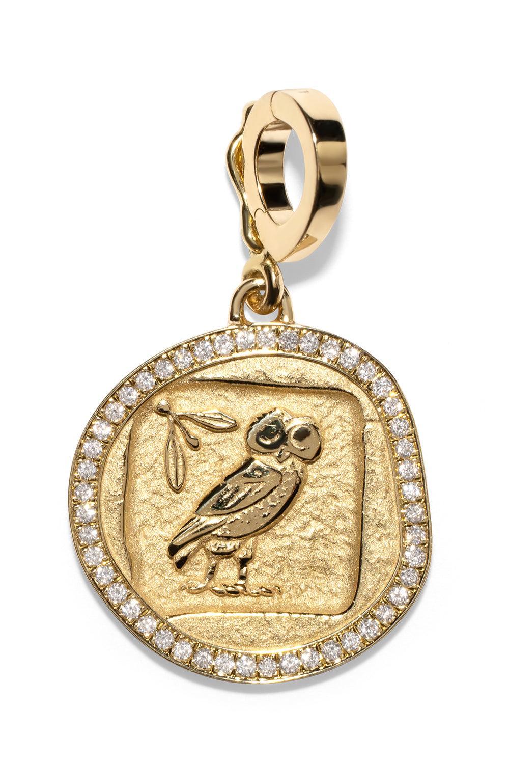 Diamond Border Owl Wisdom Small Coin Charm