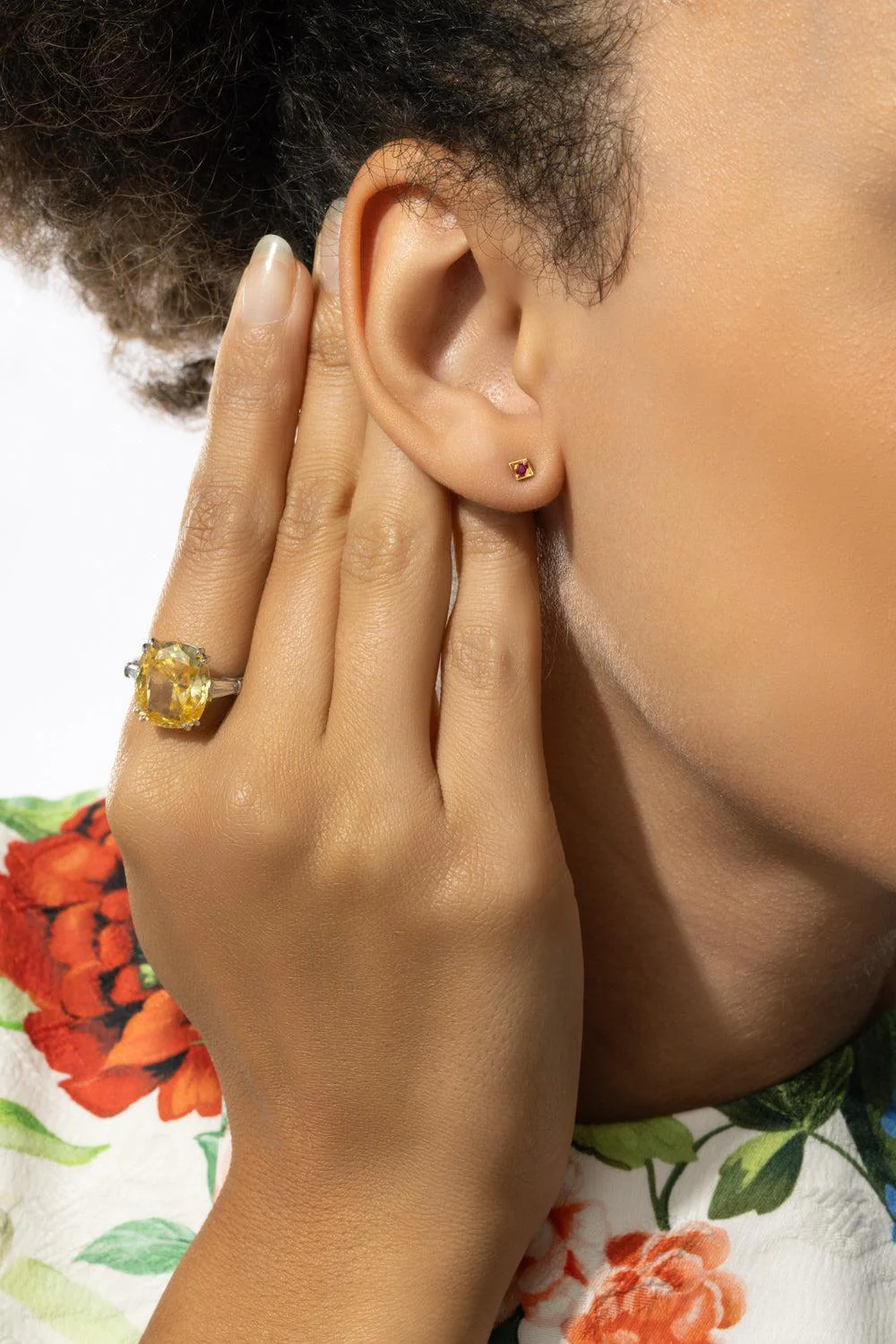 Petite Ruby Lone Burst Stud Earring - Image 2