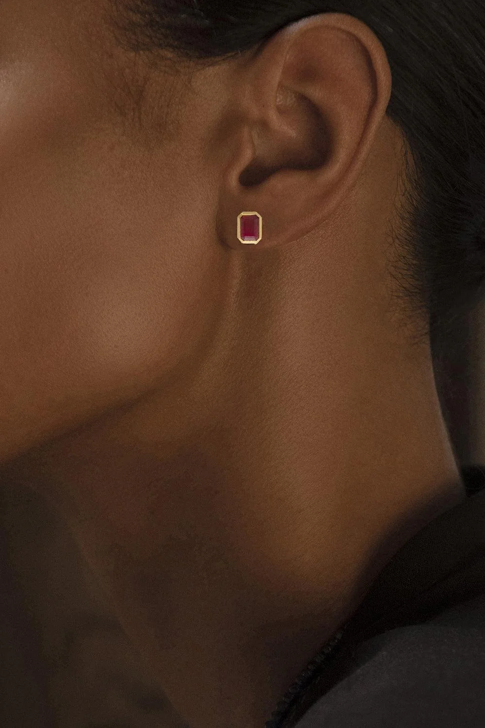 Rich Ruby Medium Stud Earrings - Image 2