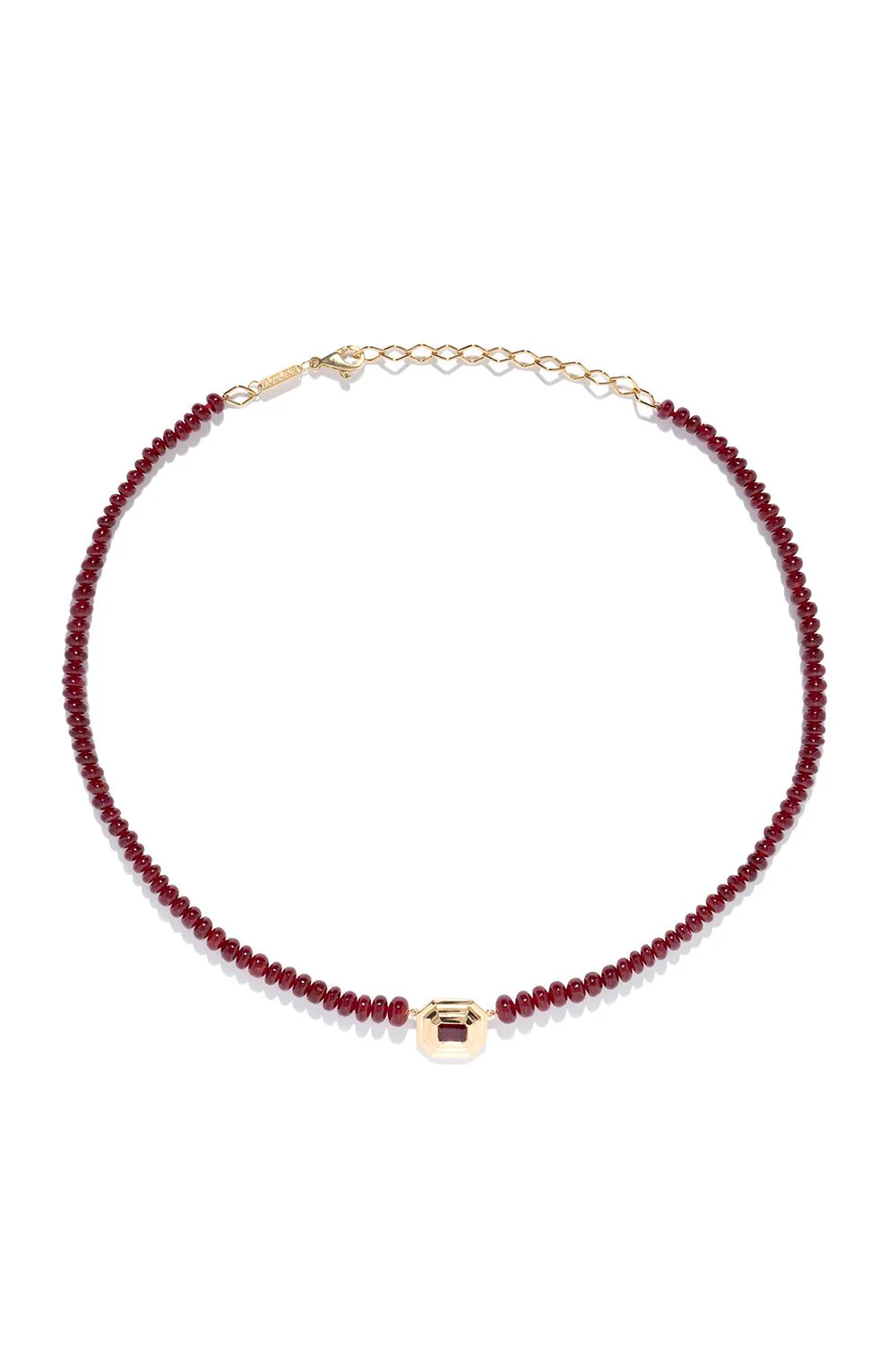 Ruby Bead Staircase Necklace