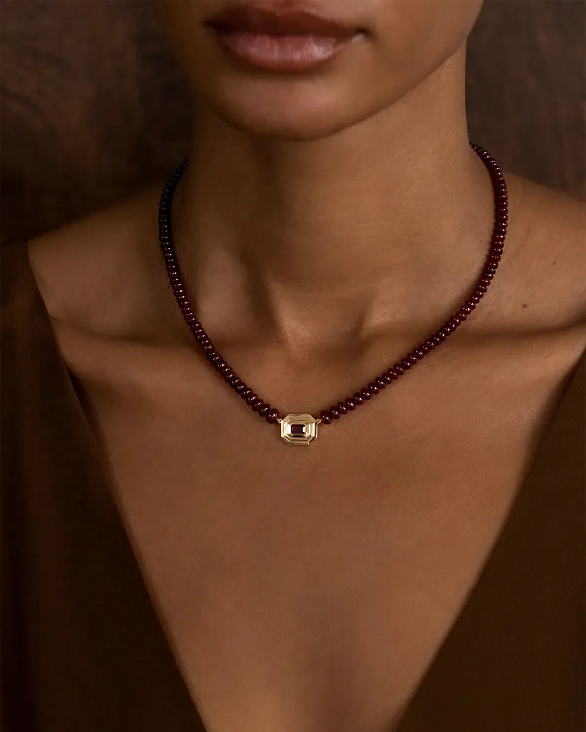 Ruby Bead Staircase Necklace - Image 2