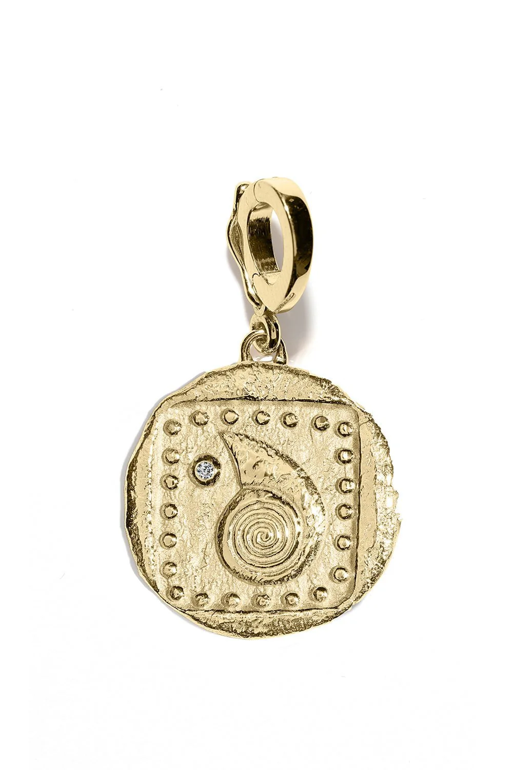 Small Spiral Seashell Diamond Coin Charm