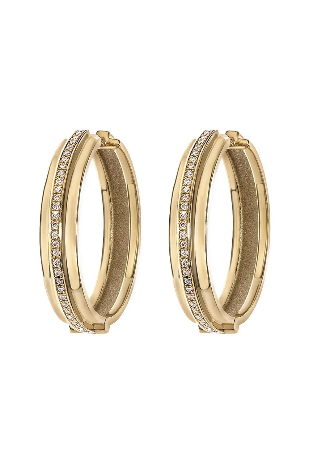 Three Tier Staircase Diamond Hoop Earrings