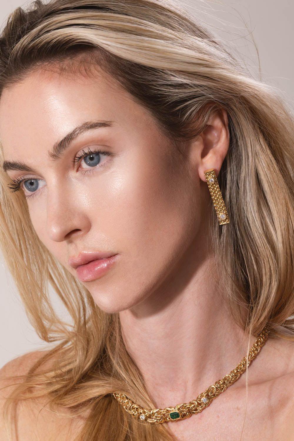 Woven Chain Diamond Earrings - Image 3