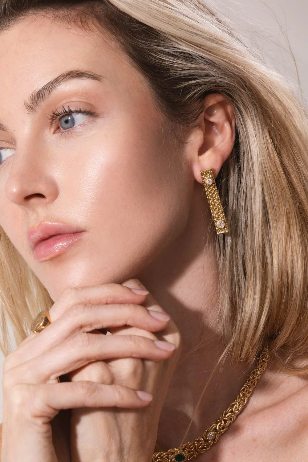 Woven Chain Diamond Earrings - Image 4