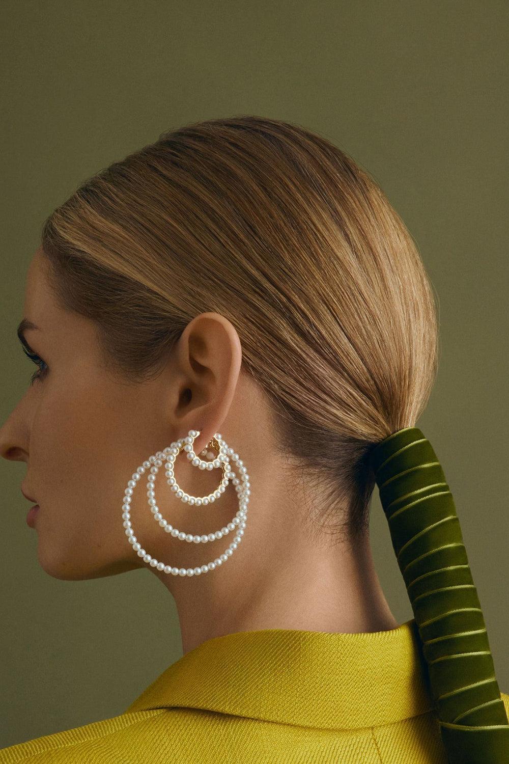 Akoya Hoop Earrings - 1.75in - Image 3