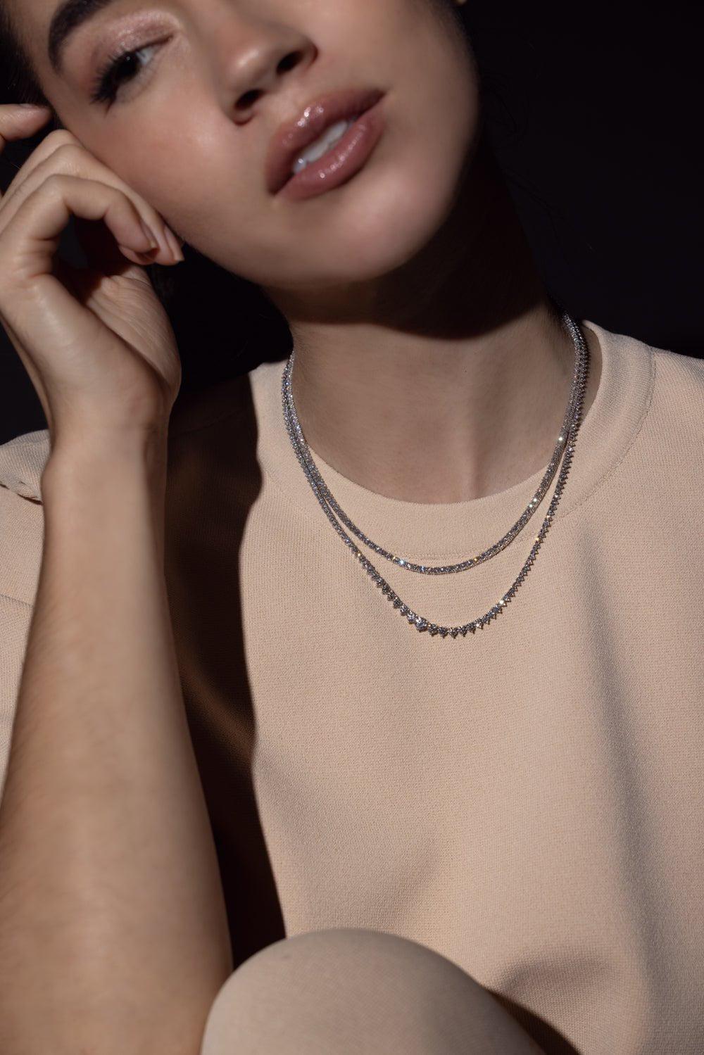 Diamond Tennis Necklace - White Gold - Image 3