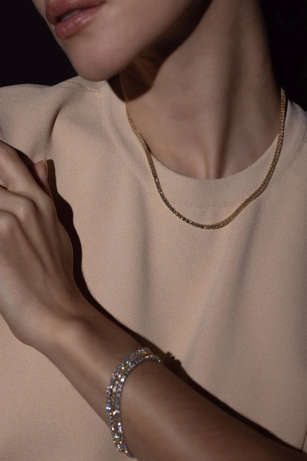 Diamond Tennis Necklace - Yellow Gold - Image 3