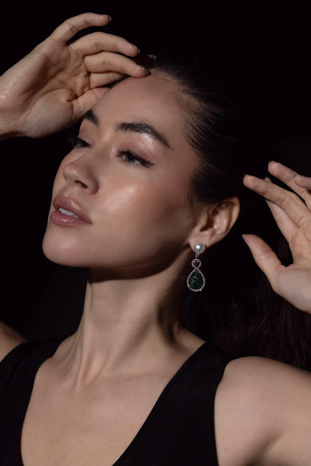 Mixed Color Stone Pearl Earrings - Image 4