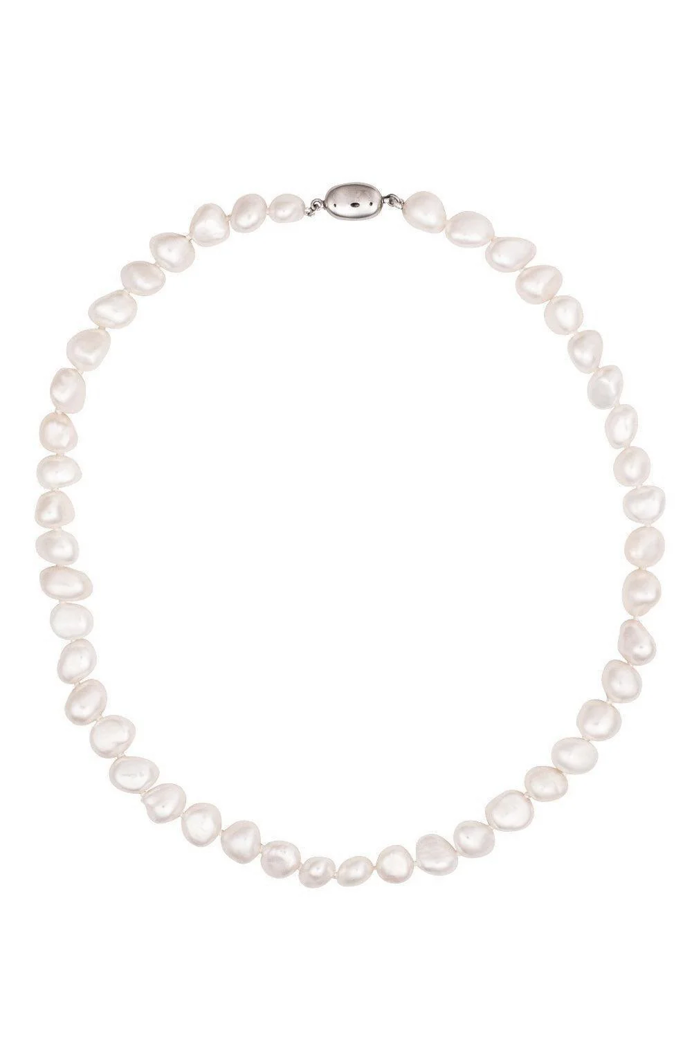White Pearl Freshwater Baroque Necklace - 15in