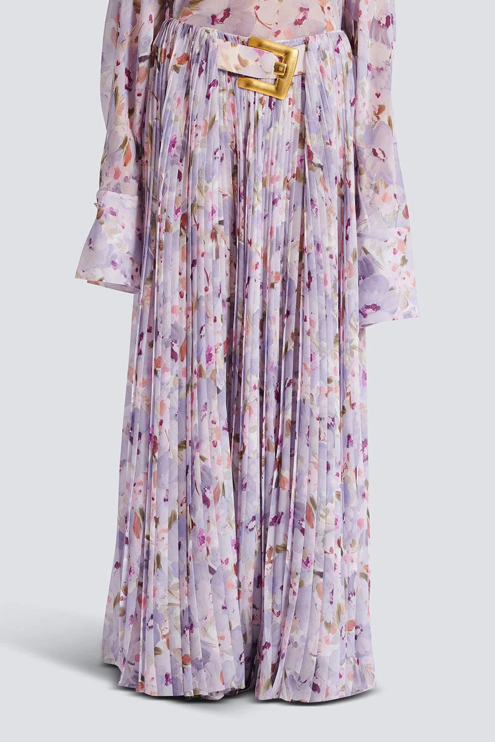 Belted Flower Print Skirt - Image 5