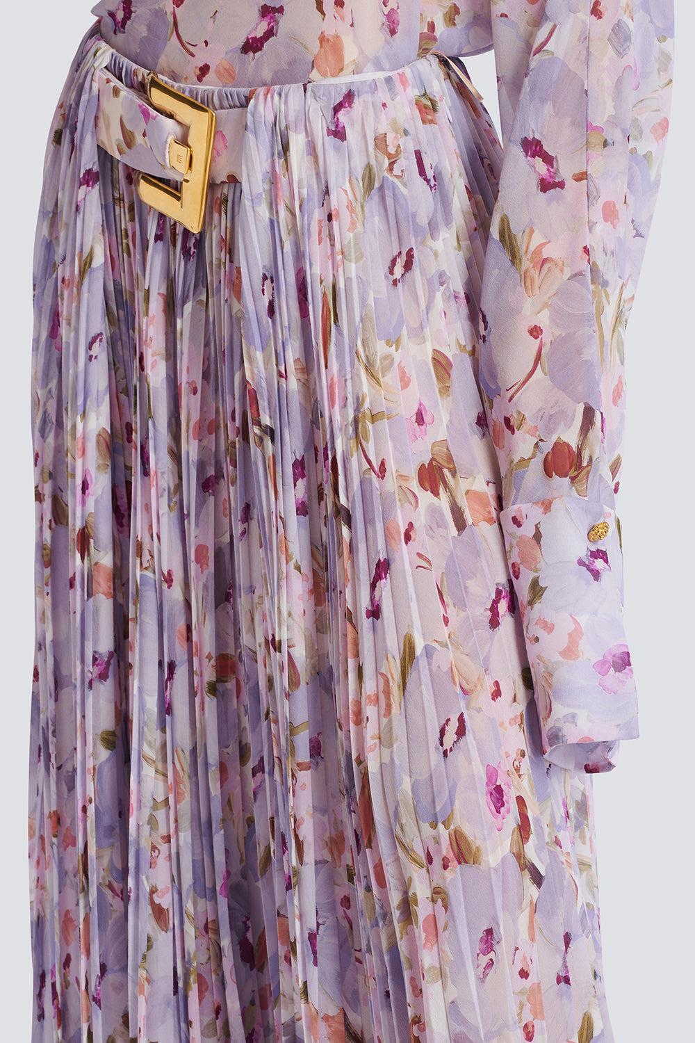 Belted Flower Print Skirt - Image 6