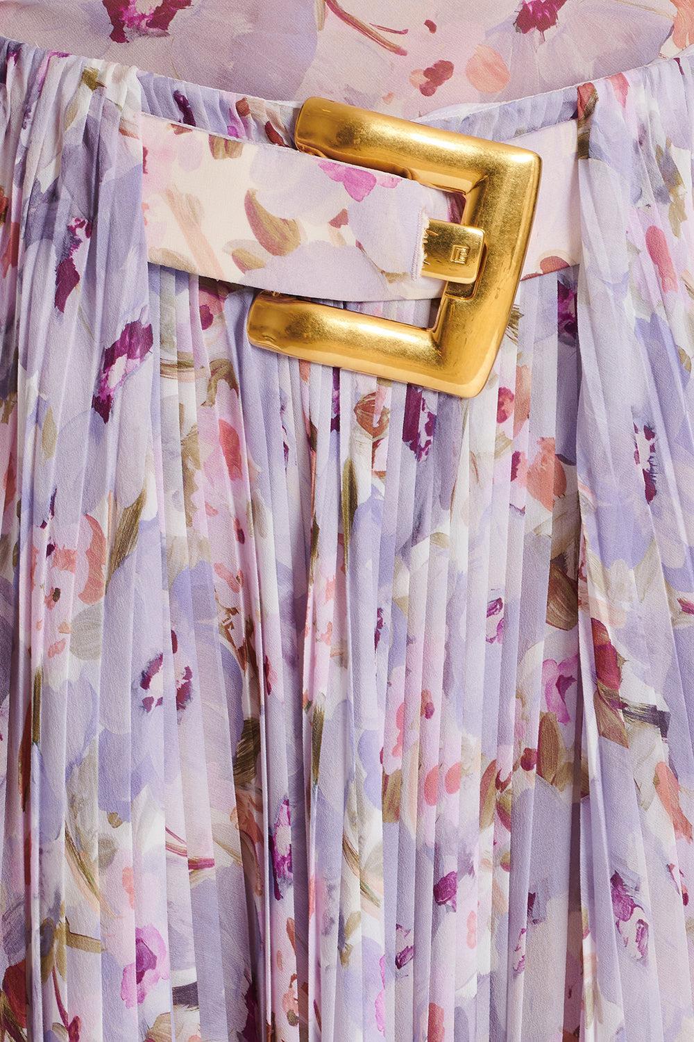 Belted Flower Print Skirt - Image 7