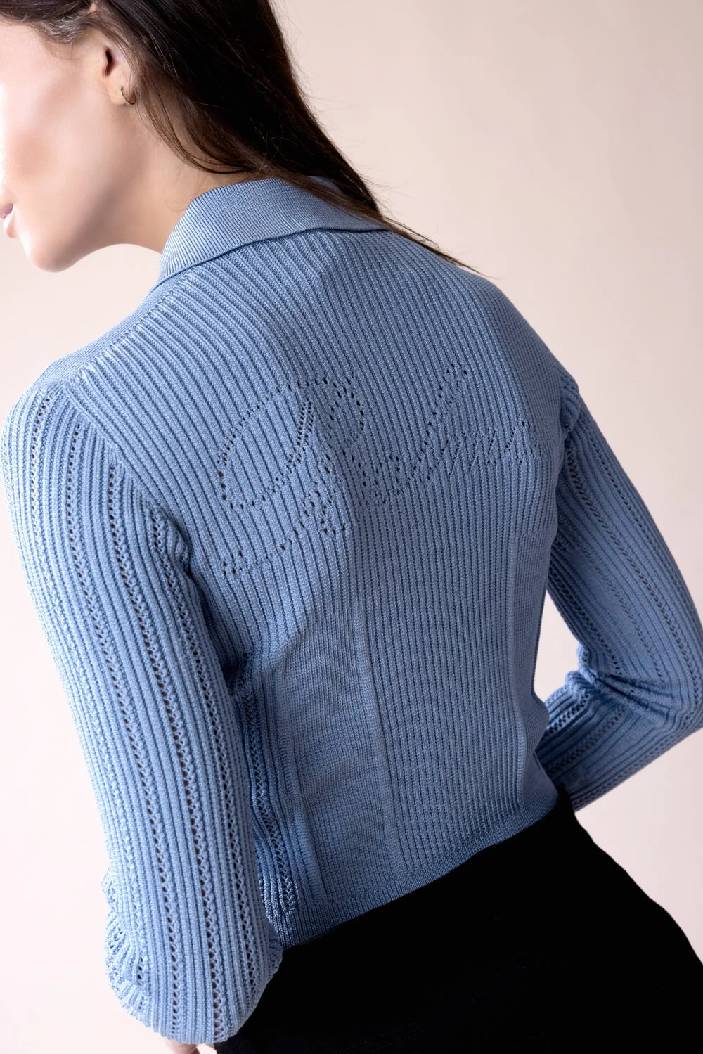 Buttoned Cardigan - Bleu - Image 7