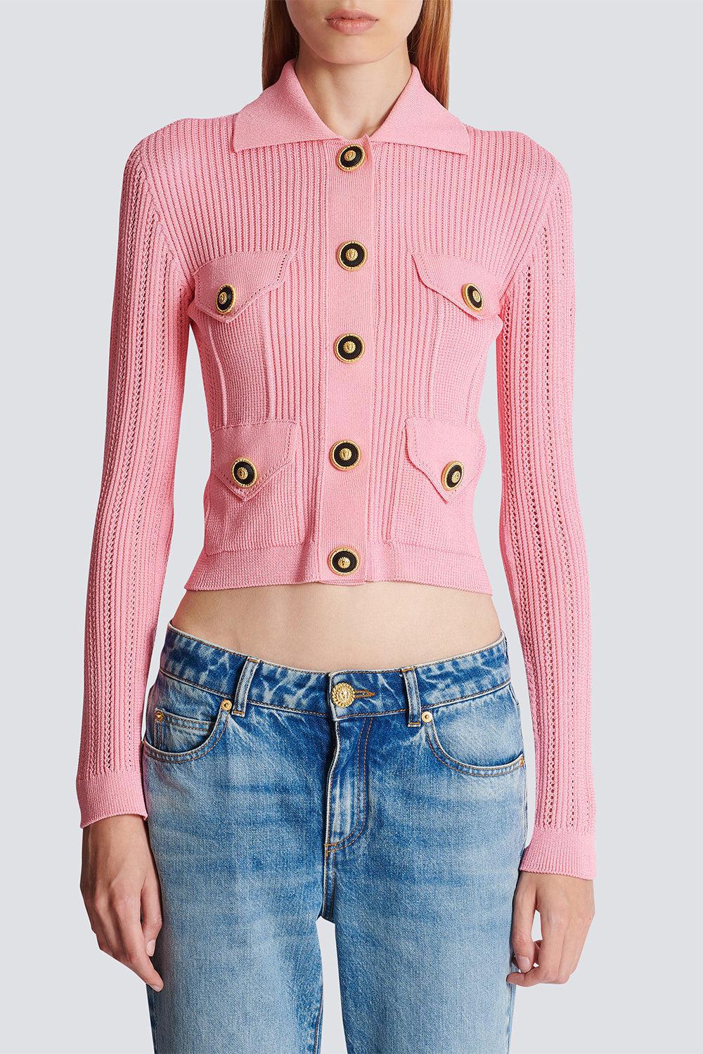 Buttoned Ribbed Cardigan - Image 2