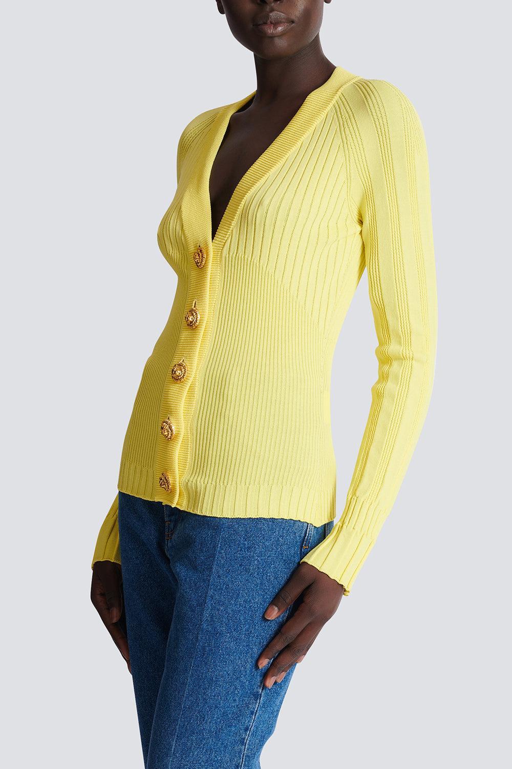 V Neck Light Button Knit Cardigan - Image 4
