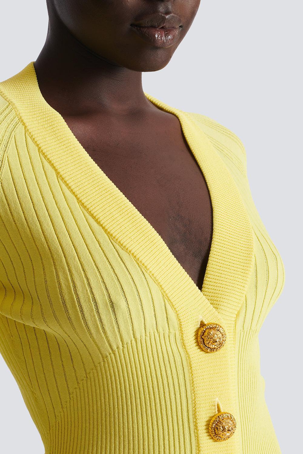 V Neck Light Button Knit Cardigan - Image 5