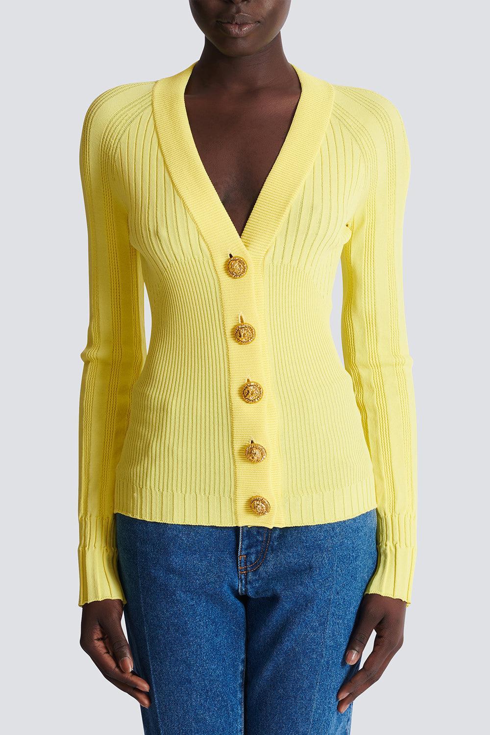 V Neck Light Button Knit Cardigan - Image 6