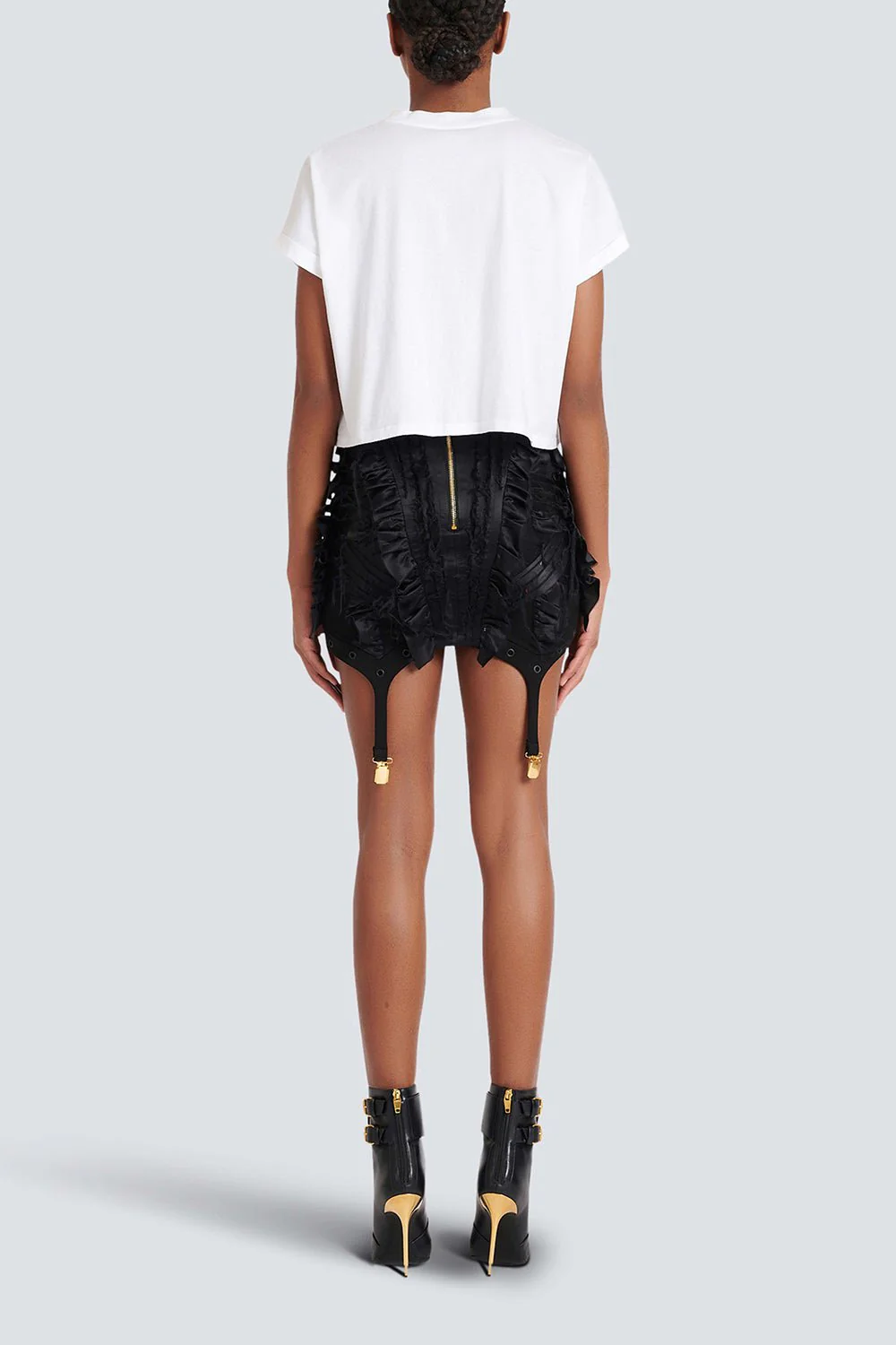 Flocked Paris Cropped T-Shirt - Blanc - Image 6