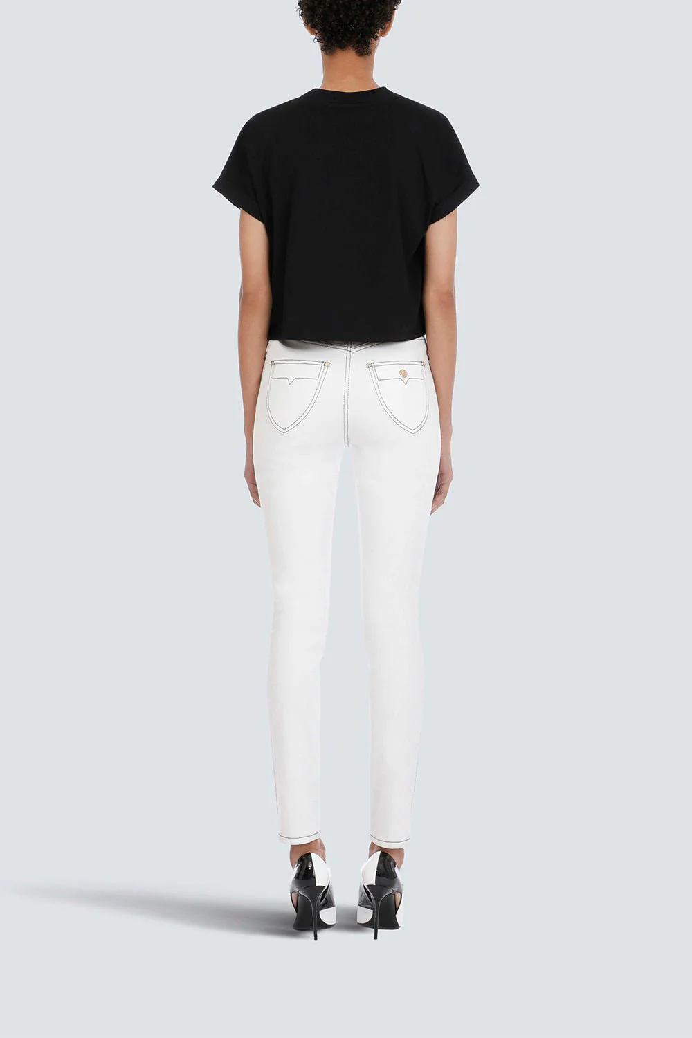 Flocked Paris Cropped T-Shirt - Noir - Image 8