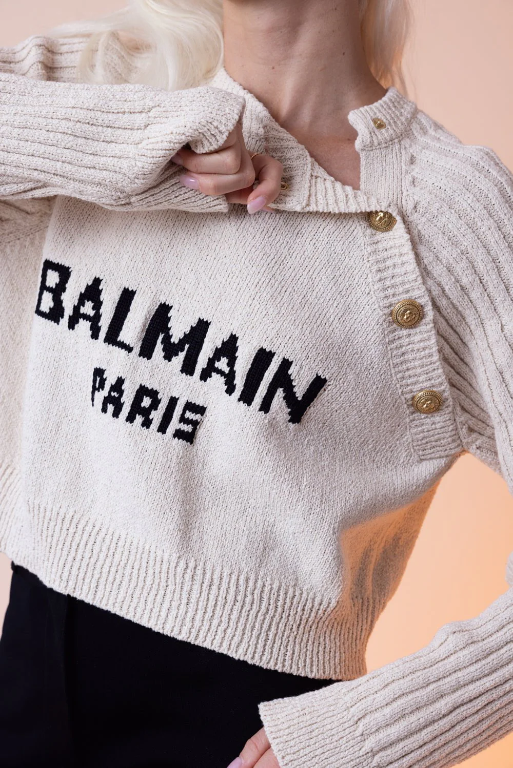 Four Button Cropped Pullover - Image 3