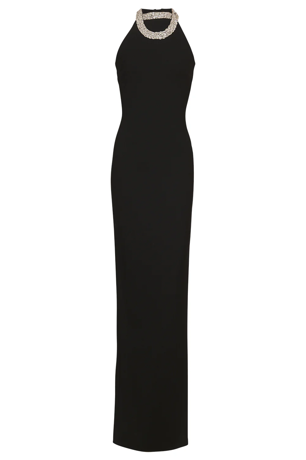 HALTERNECK EMBROIDERED LONG DRESS