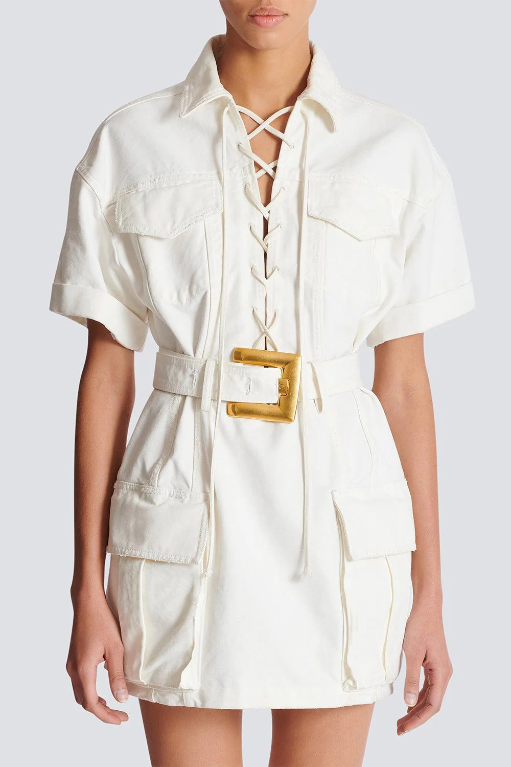 Lace-Up Canvas Dress - Image 3