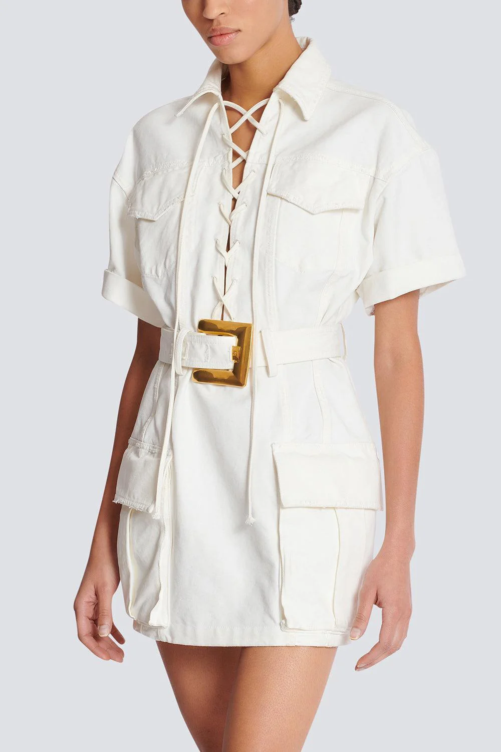 Lace-Up Canvas Dress - Image 4
