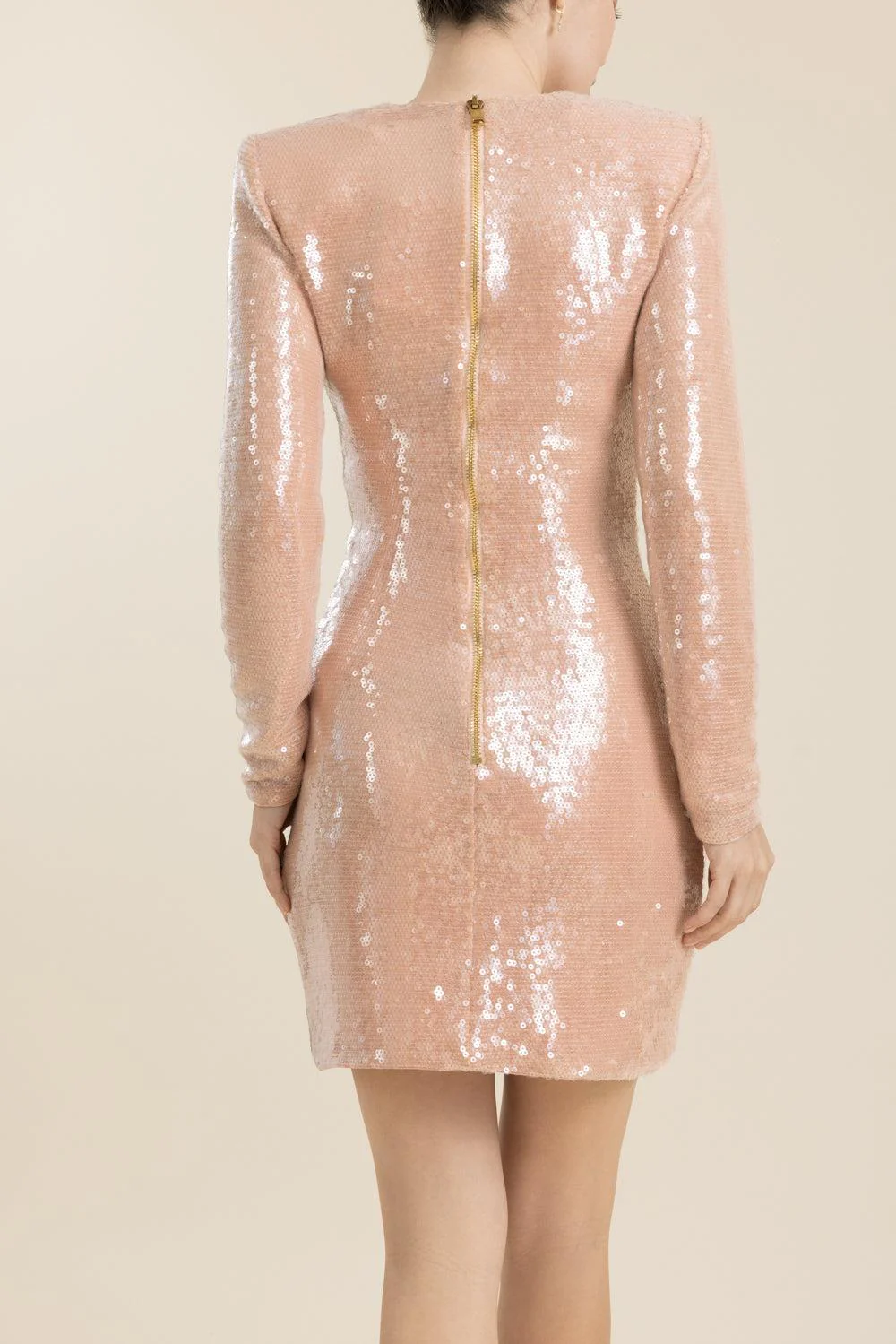 Long Sleeve Drape Sequin Mini Dress - Image 5