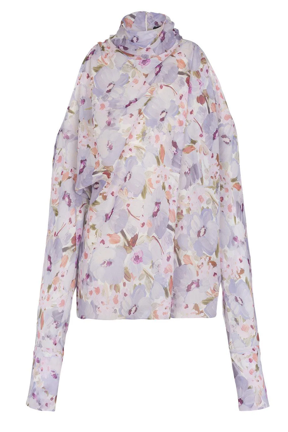 Open Shoulder Flower Blouse