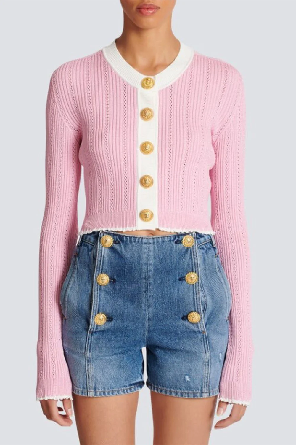 Round Neck Cropped Cardigan - Image 2