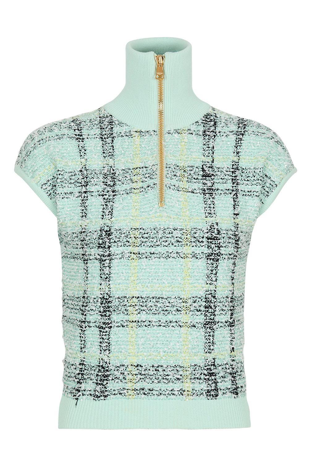 Short Sleeve Shiny Zip Pullover