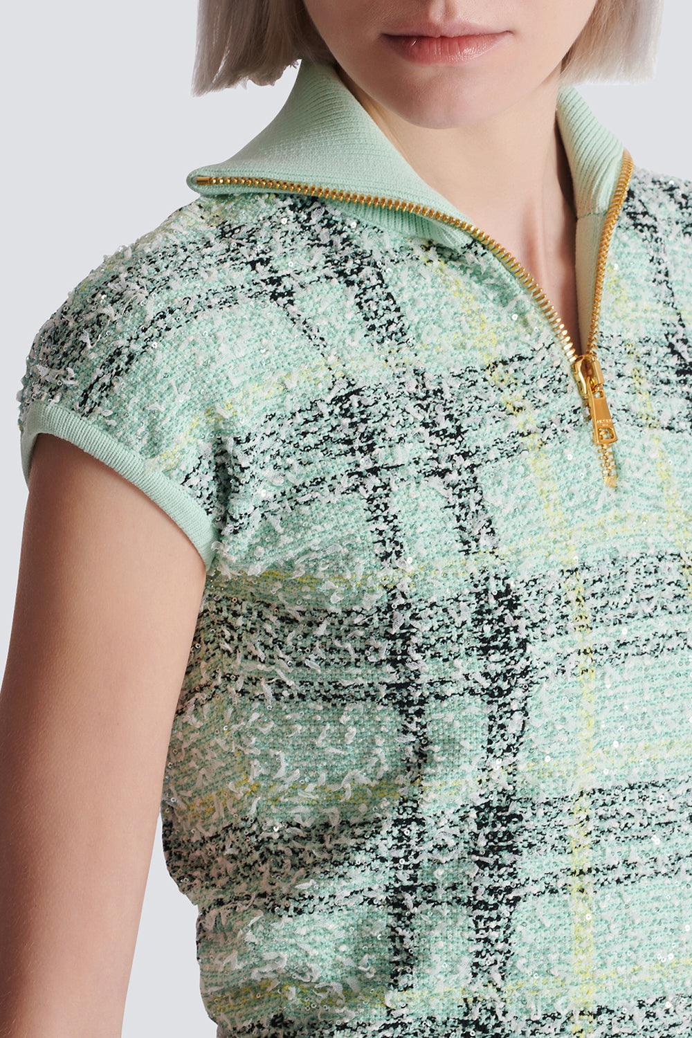 Short Sleeve Shiny Zip Pullover - Image 6