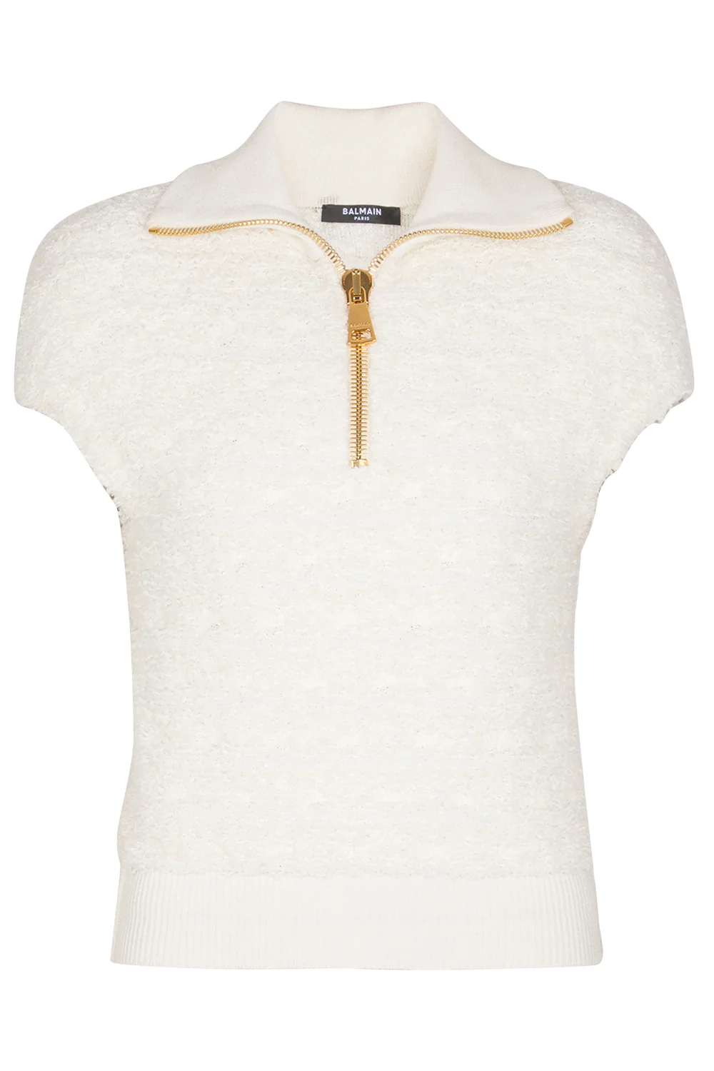 Short Sleeve Zip Knit Top