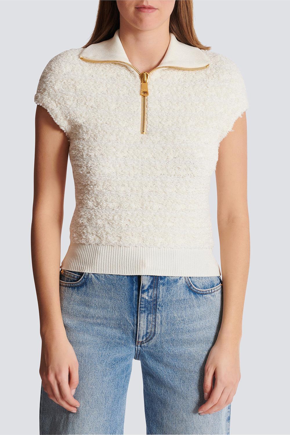 Short Sleeve Zip Knit Top - Image 5