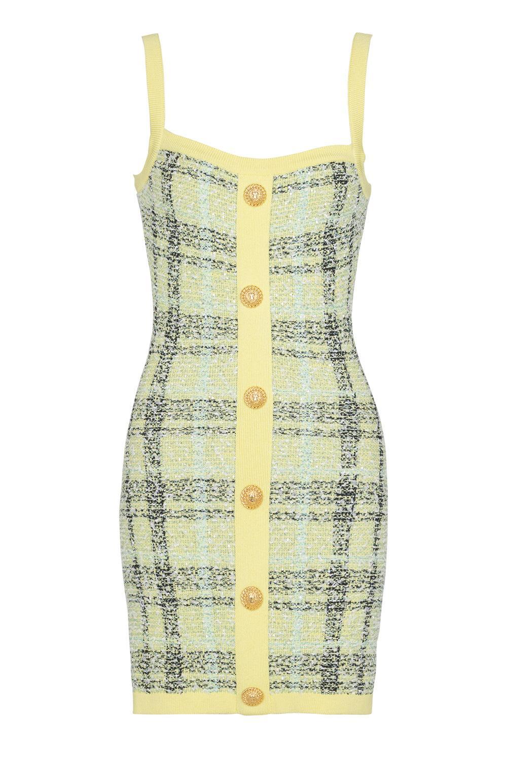 Thin Strap Button Front Short Knit Dress