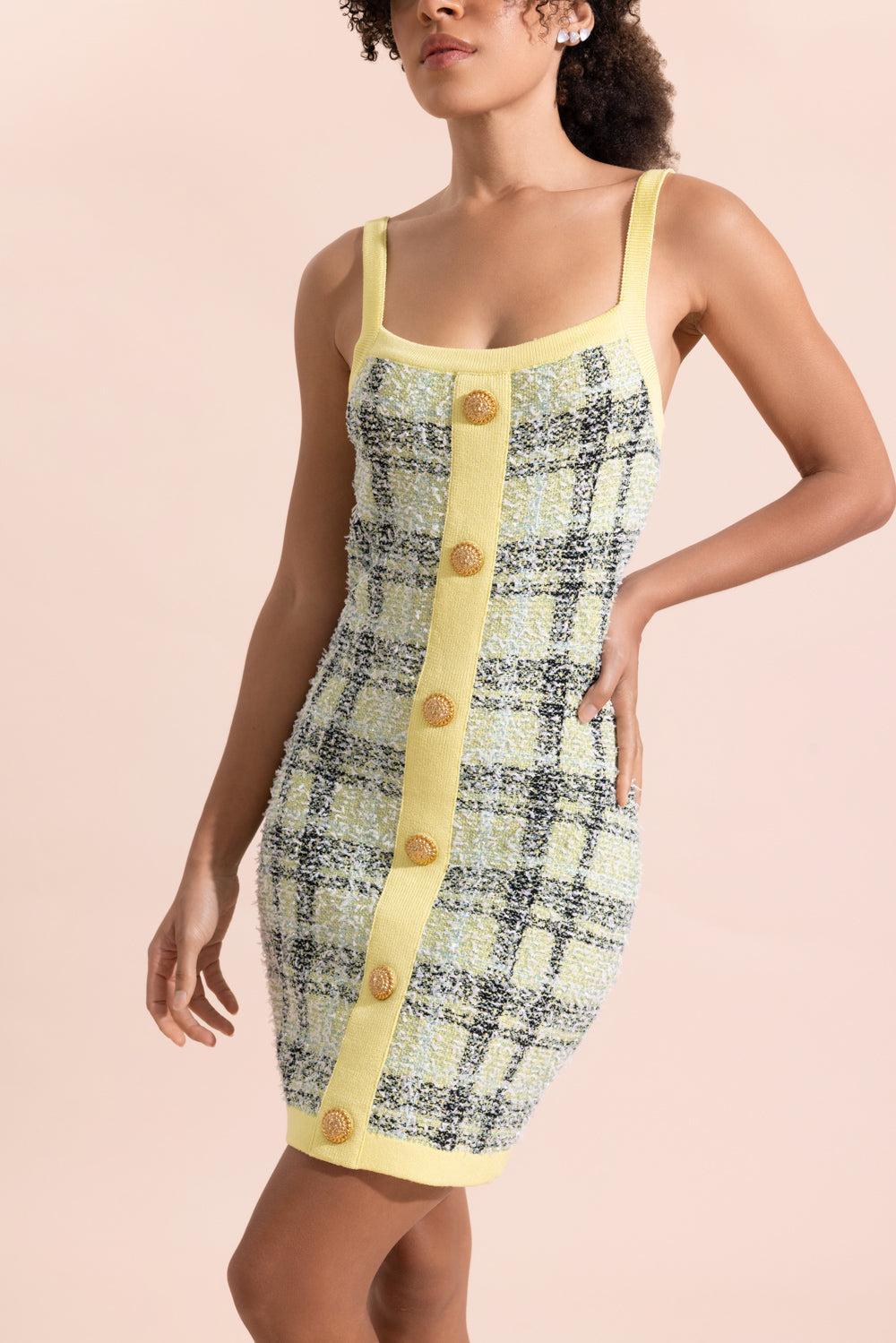 Thin Strap Button Front Short Knit Dress - Image 2