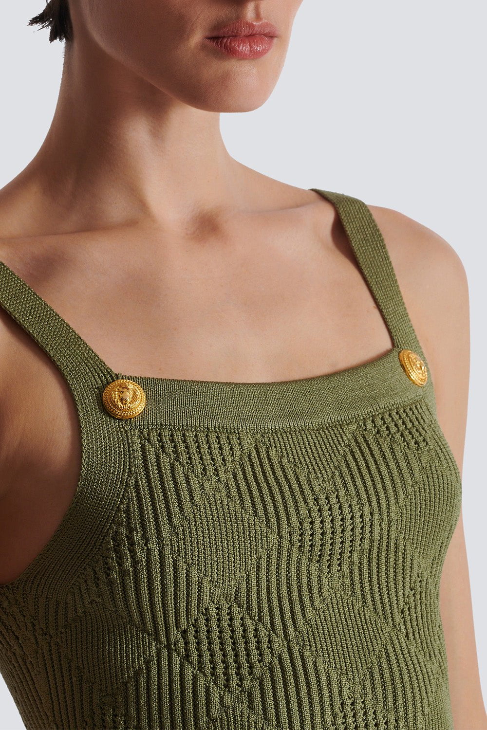 Two Button Short Tank - Olive - Image 2