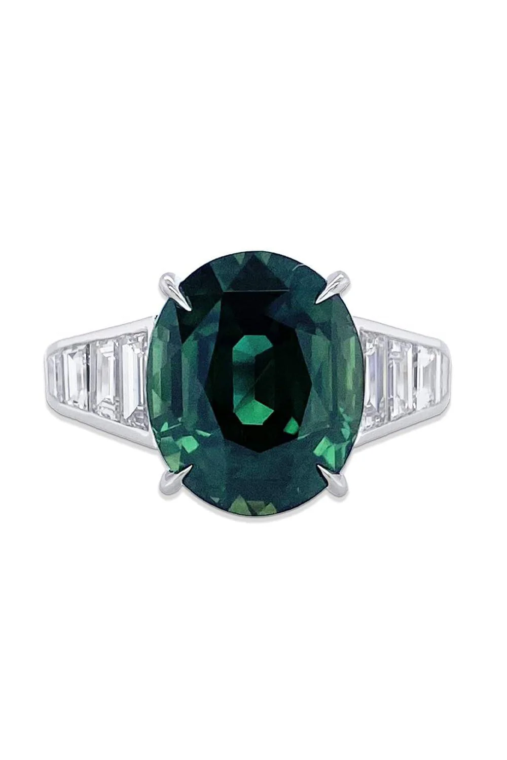 Green Sapphire Diamond Ring
