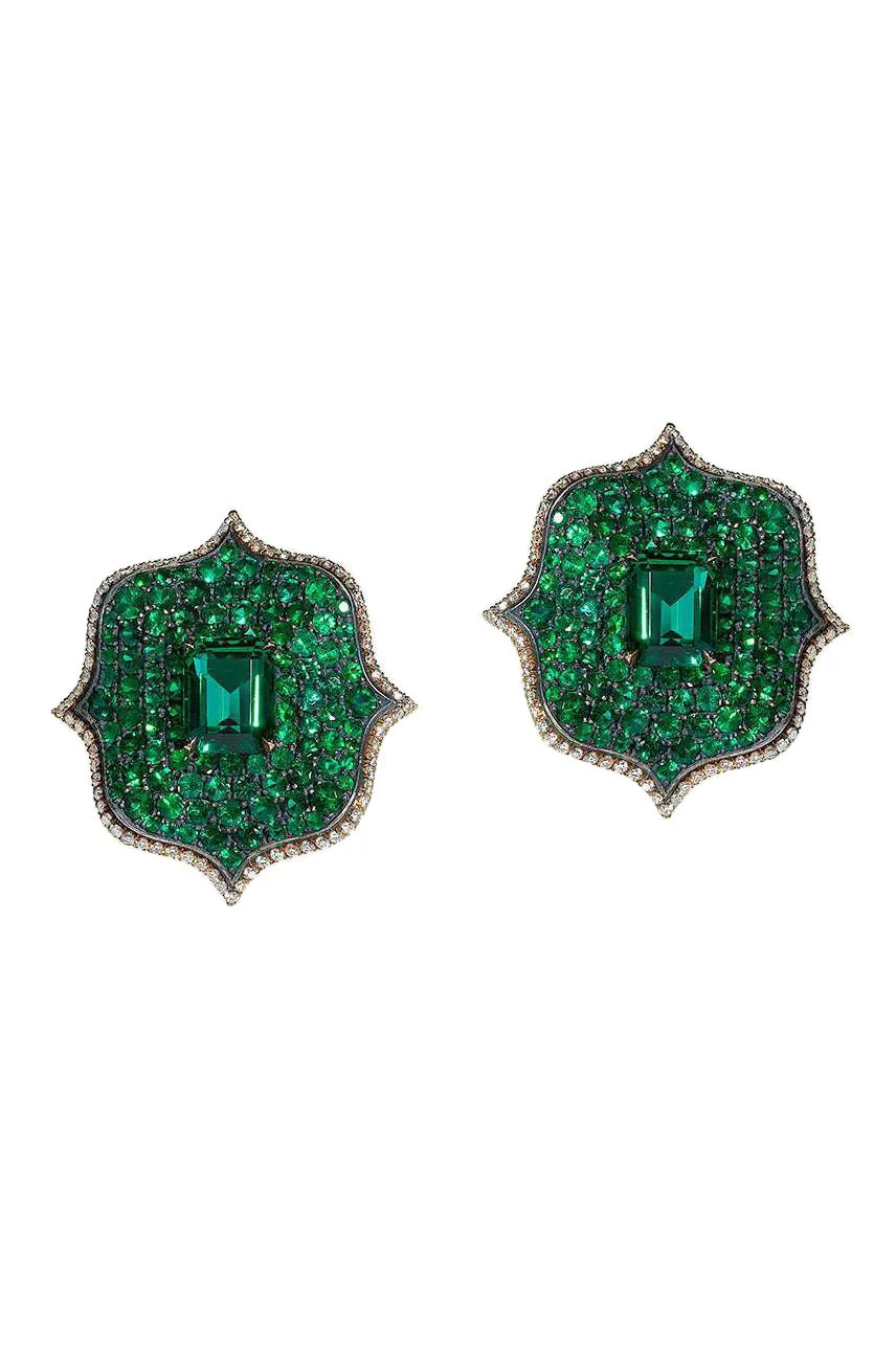 Lotus Emerald Earrings