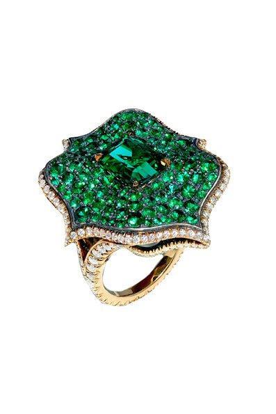 Lotus Emerald Ring