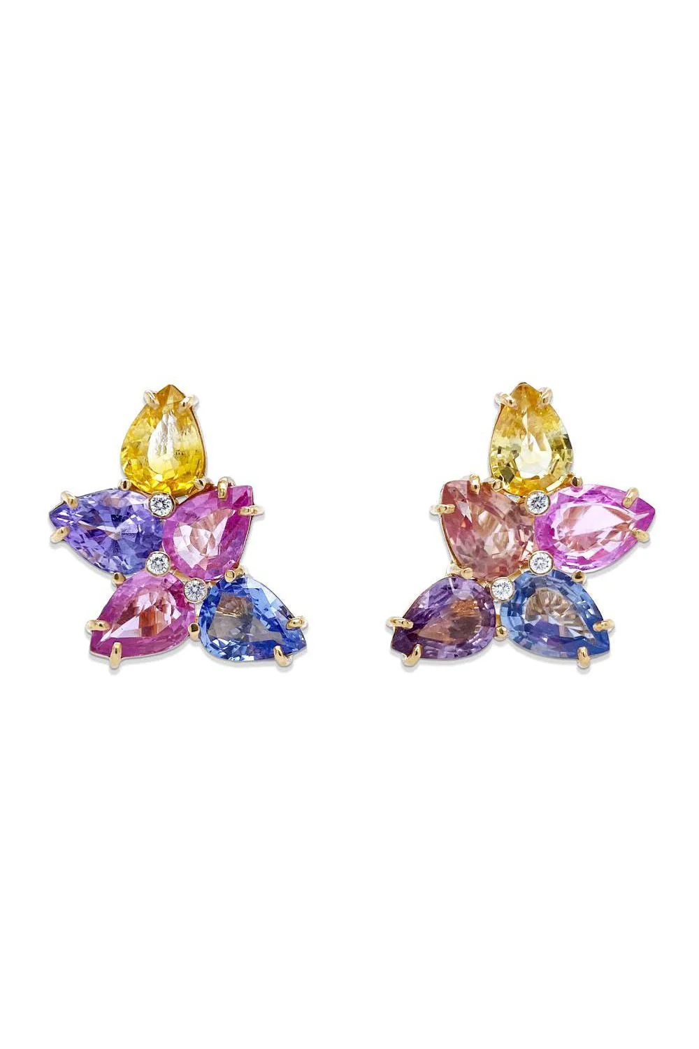 Multicolor Sapphire Diamond Earrings